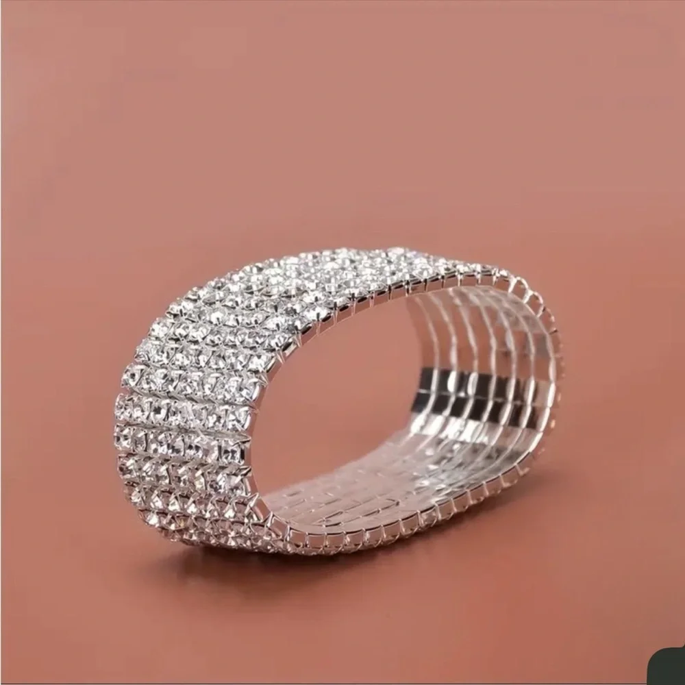Silver Crystal Multi-Row Stretch Bracelet New NWT